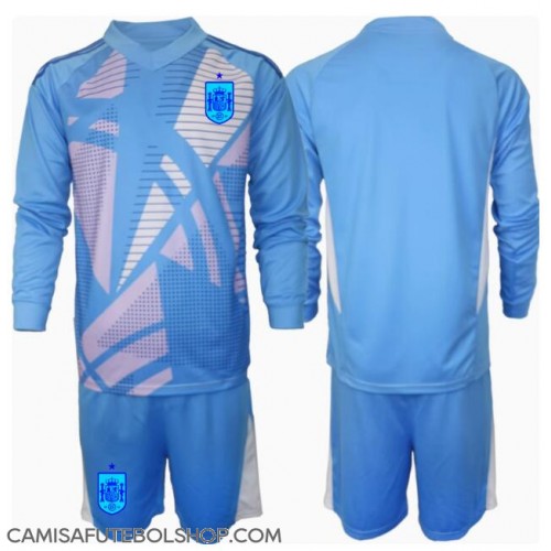 Camisa de time de futebol Espanha Goleiro Replicas 1º Equipamento Infantil Europeu 2024 Manga Comprida (+ Calças curtas)
